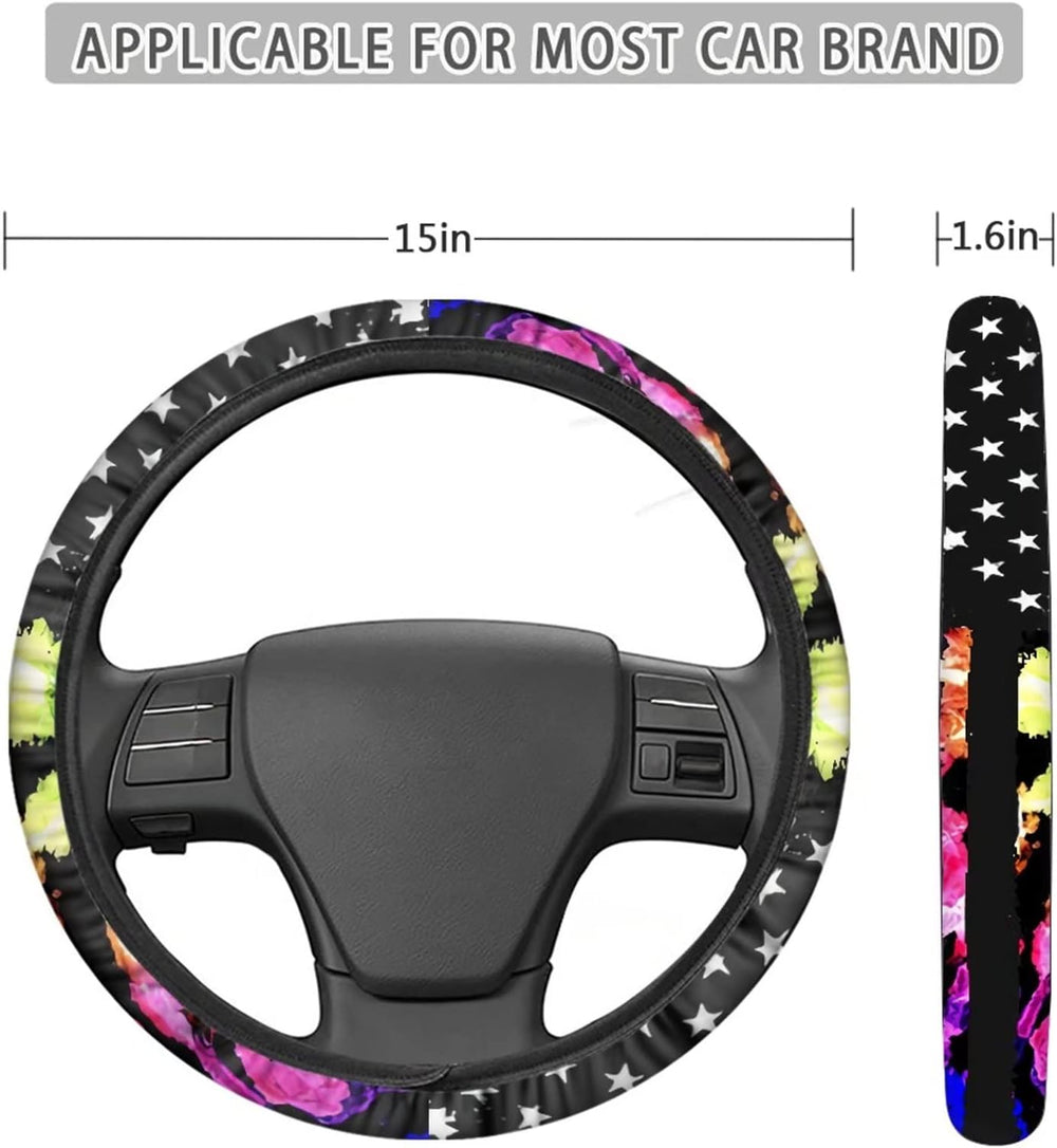 Suobstales American Flag Sunflower Car Accessories with Car Front Rear Split ...