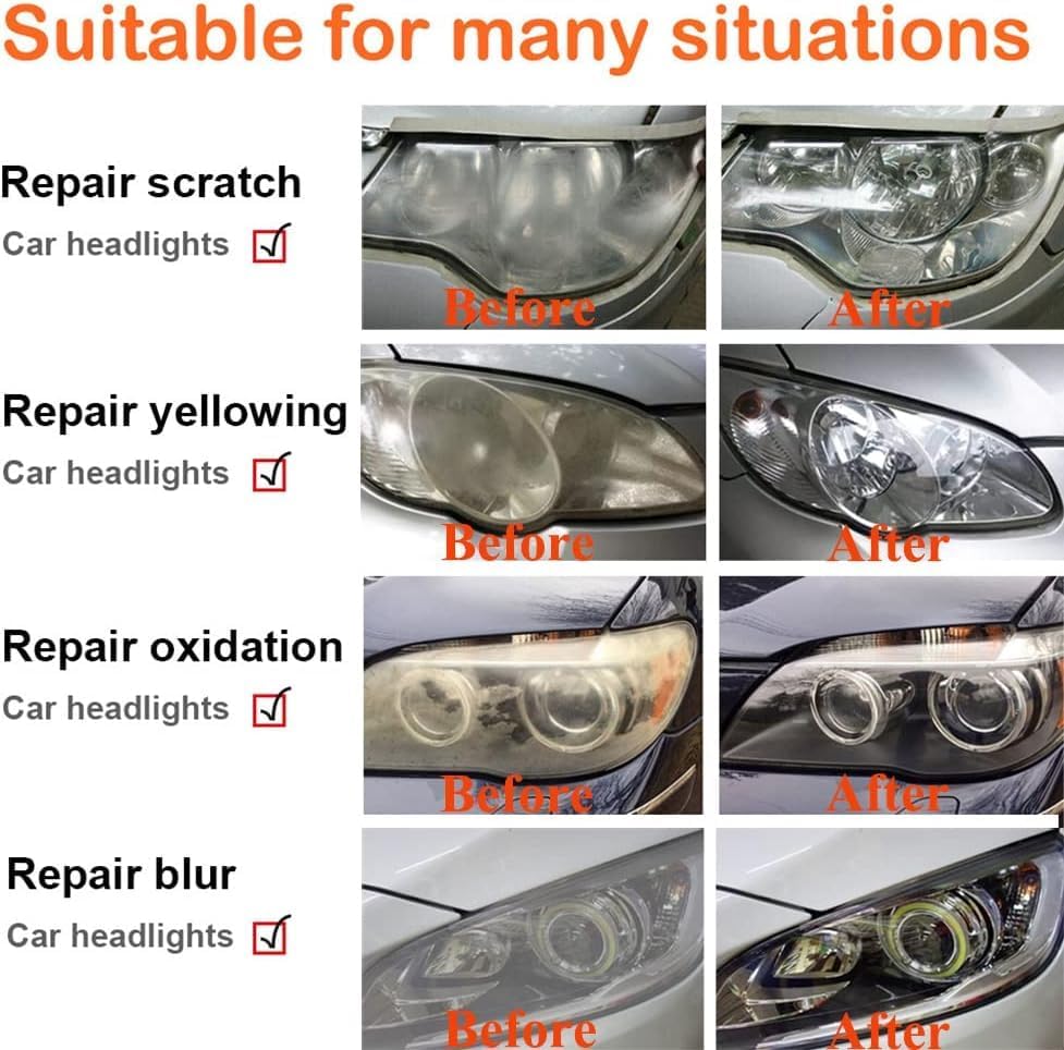 Headlight Repair kit,car Headlight Lens polishing Repair Tool with 200ml car ...