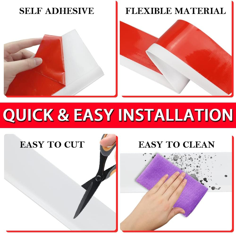 FONUNO Vinyl Wall Base Rubber Baseboard Molding Trim Self Adhesive 6" Wide
