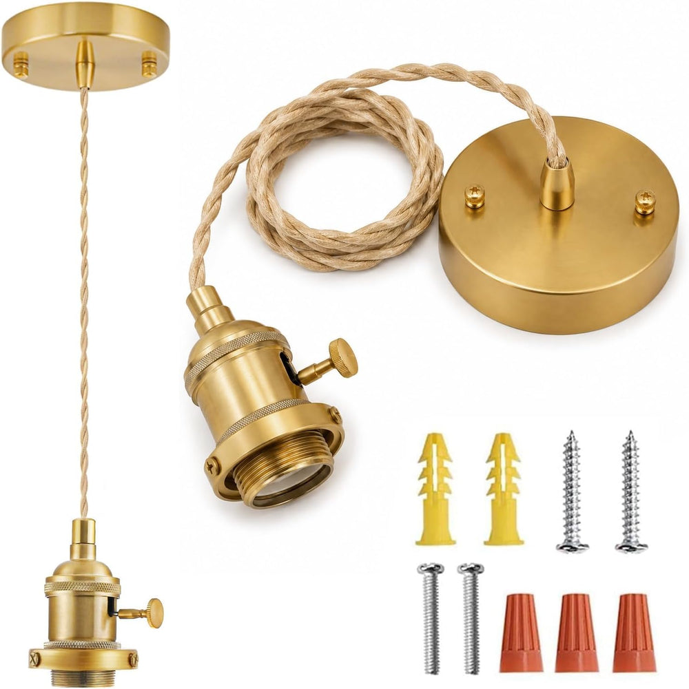 Pendant Light Kit 2 Packs,E26 Hanging Pendant Lamp Base, Braided Twisted Cord...