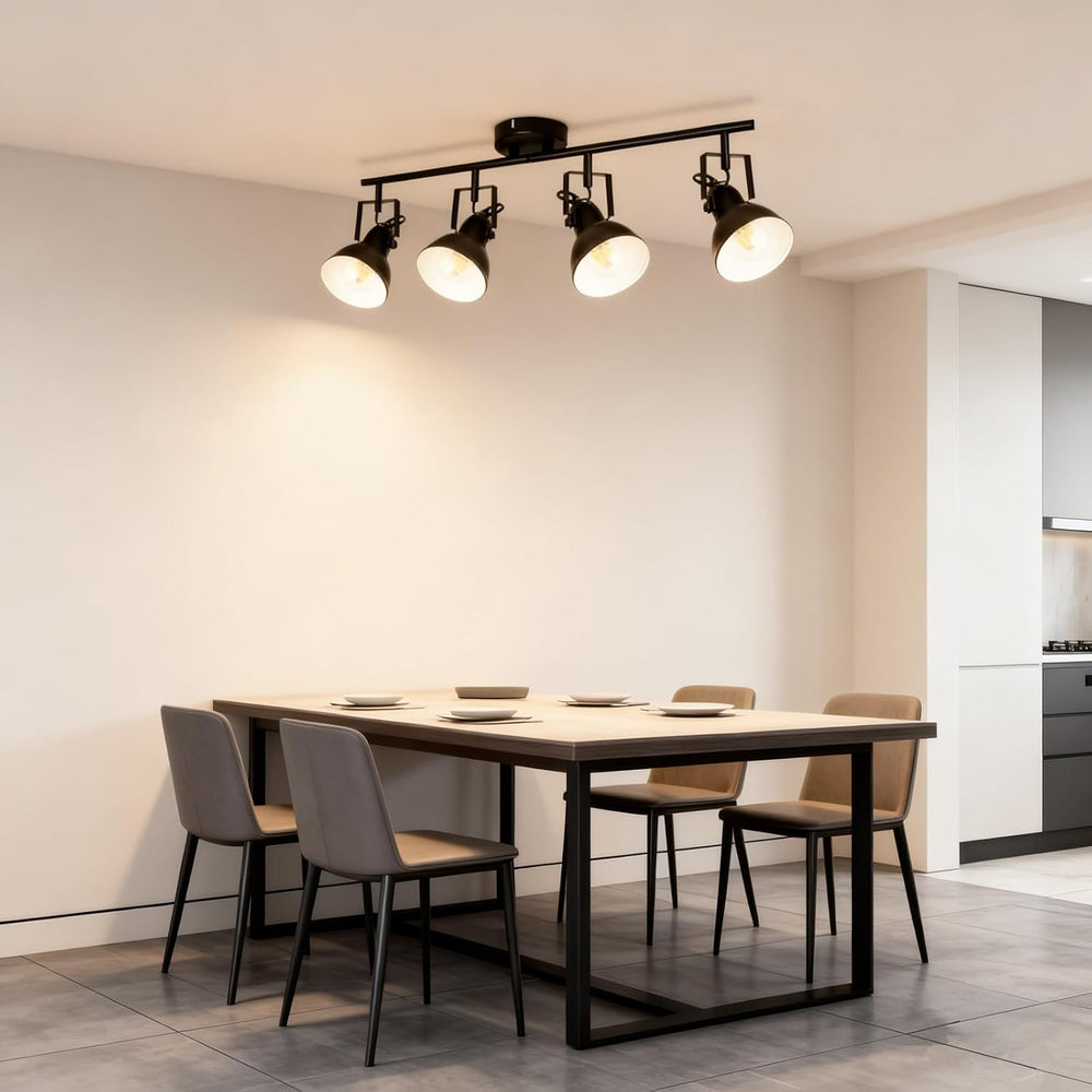 HiBay Track Lighting Fixtures Ceiling Black, Adjustable 4-Light Spotlight