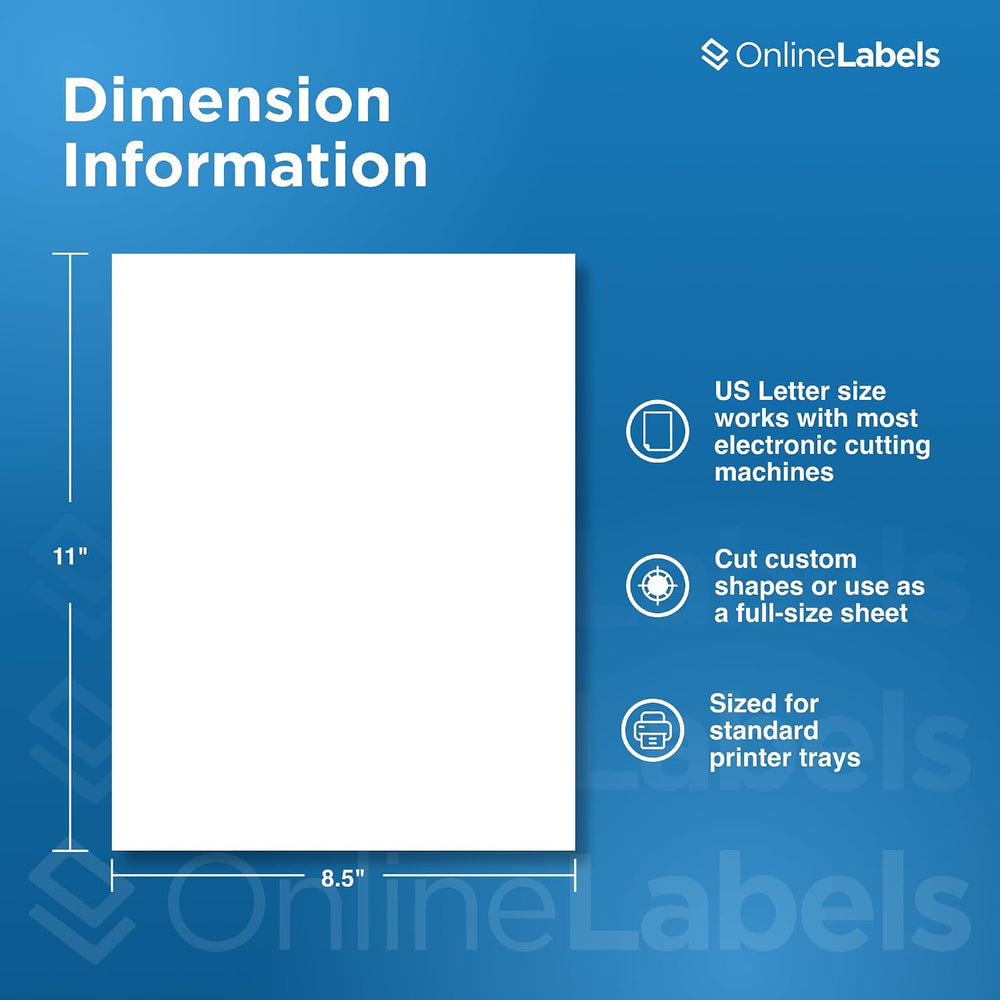 OnlineLabels 8.5" x 11" Sticker Paper - Weatherproof Polyester - 10...