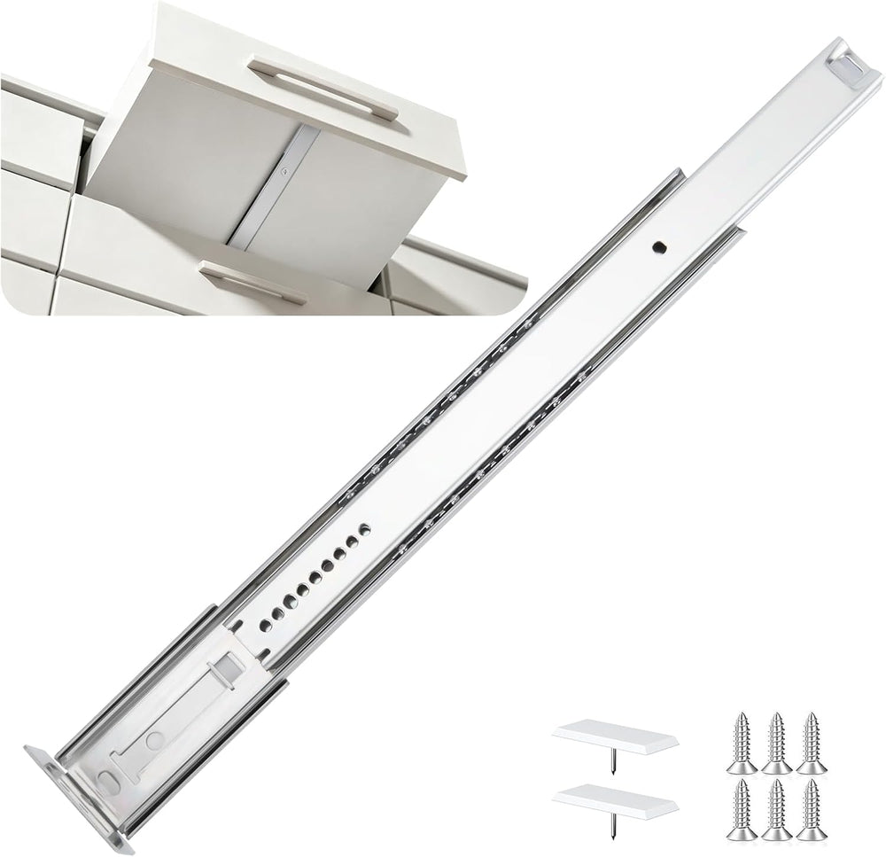 LONTAN 5 Pcs Center Mount Drawer Slides 14 Inch Bottom Mount Drawer Rails