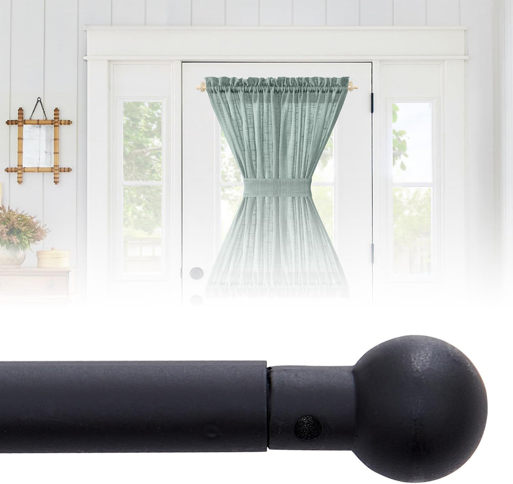 JINCHAN French Door Curtain Rods, No-Drill Adjustable Black Curtain Rods with...