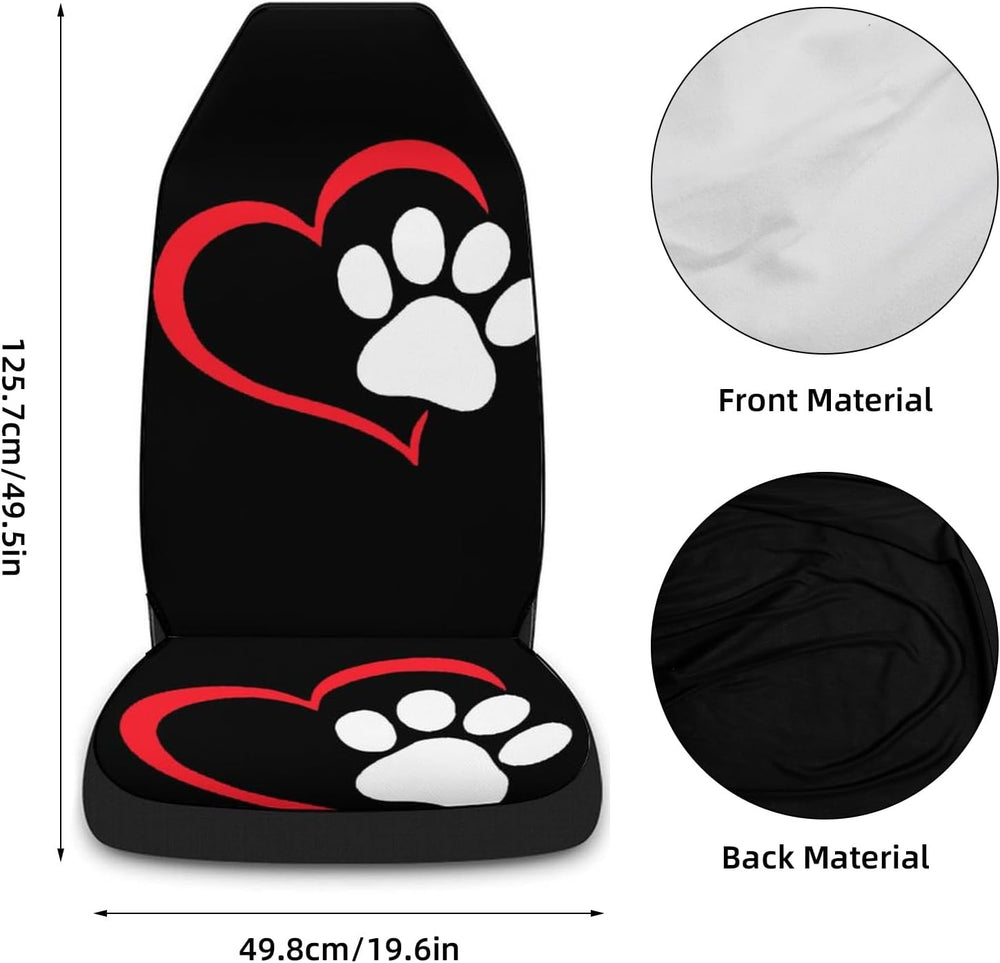 5 Pcs Premium Heart-Shaped Paw Print Car Seat Cover, Breathable & Washabl...