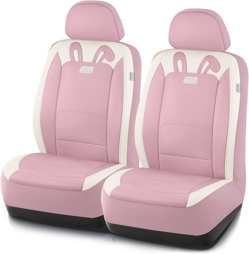 PIC AUTO Car Seat Covers, Cute Rabbit Premium Pink Leather Seat Covers, Unive...