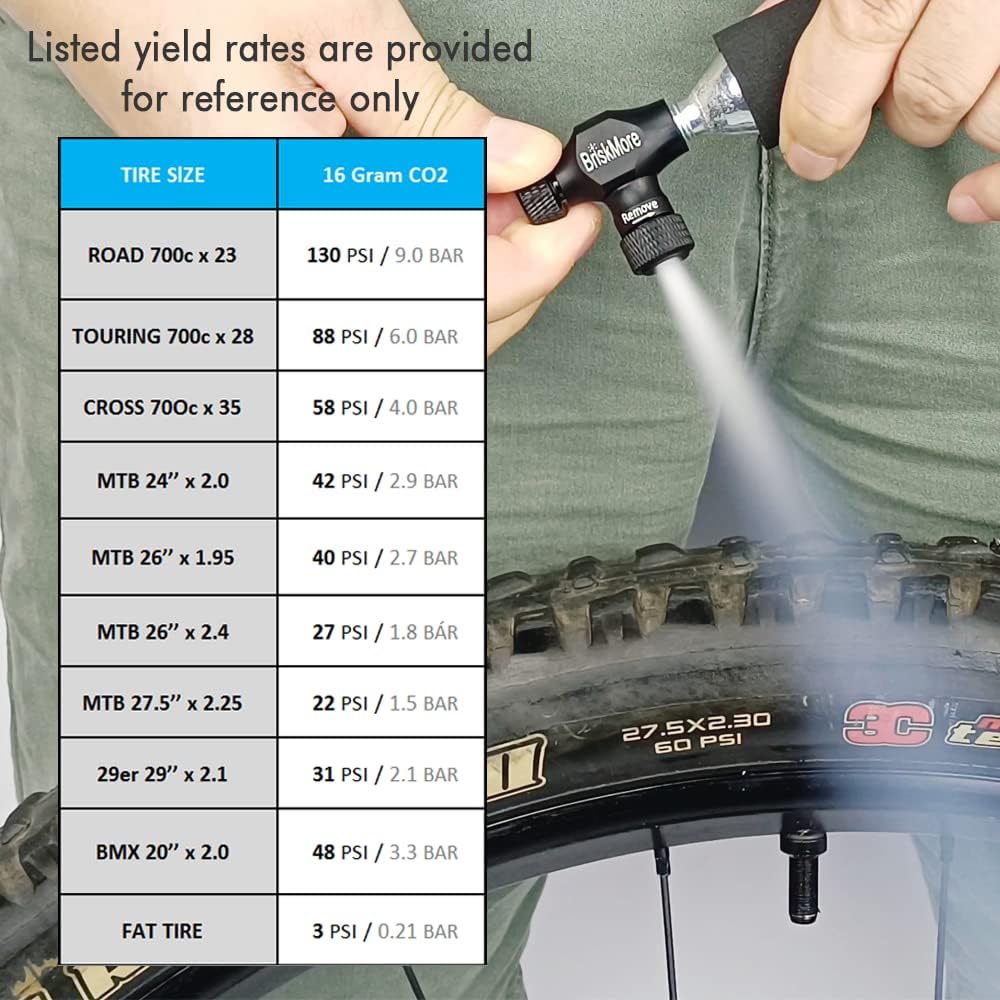 CO2 Inflator Kits with 9X16g or 5 X 16g CO2 Cartridges, Presta and Schrader V...