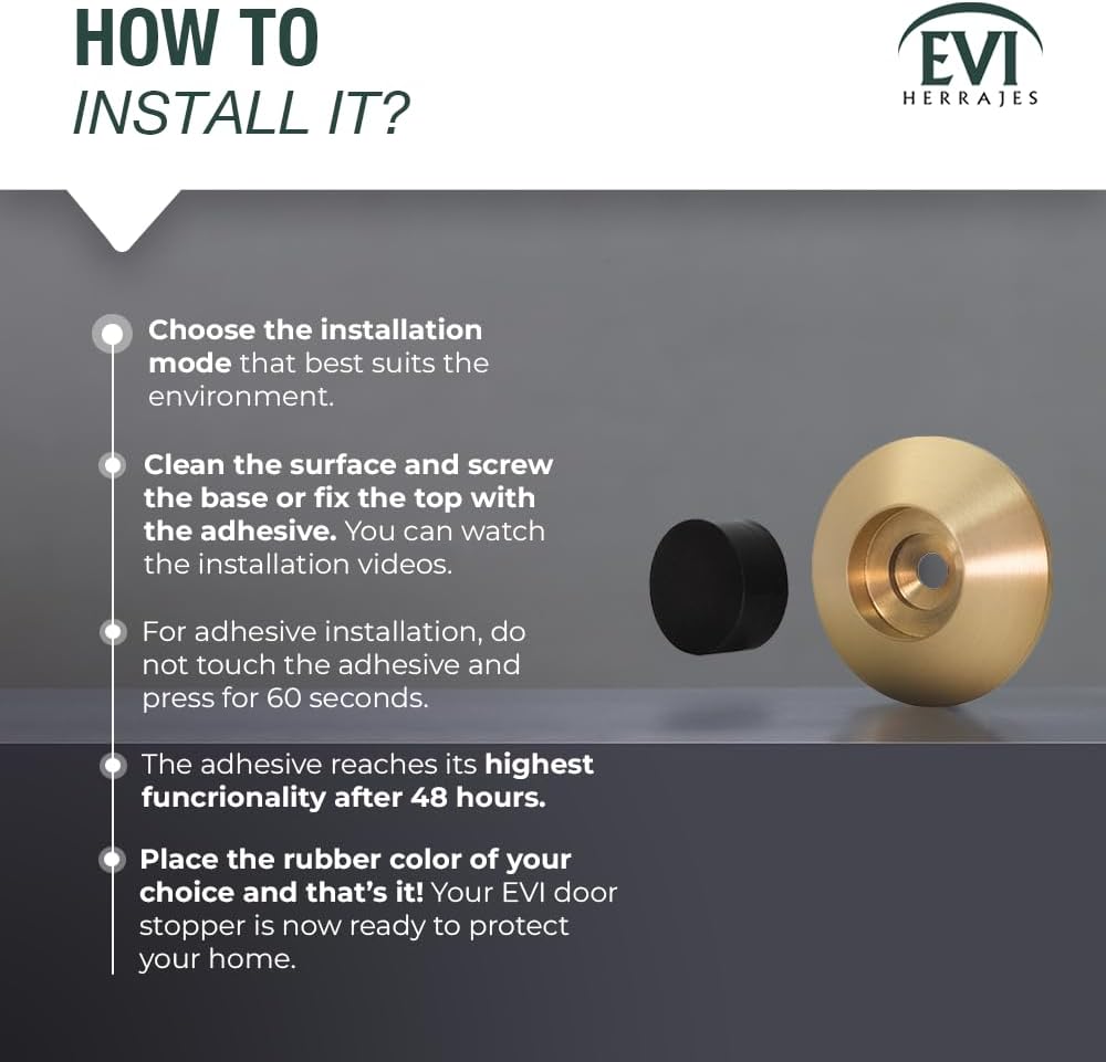EVI Door Stoppers | Brass Door Handle Stopper - Adhesive and Screw Fastening ...