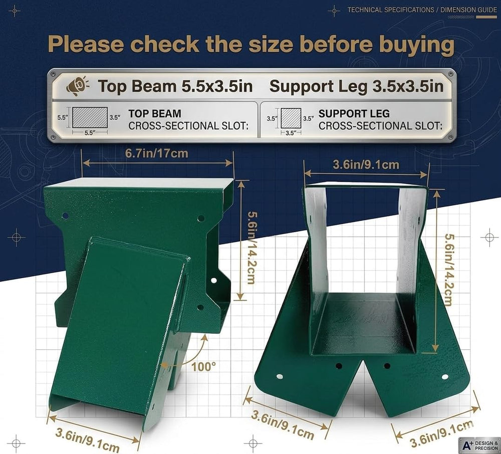 A-Frame Swing Set Bracket Kit, 2-Piece Wood Swing Hardware for Outdoor Playgr...