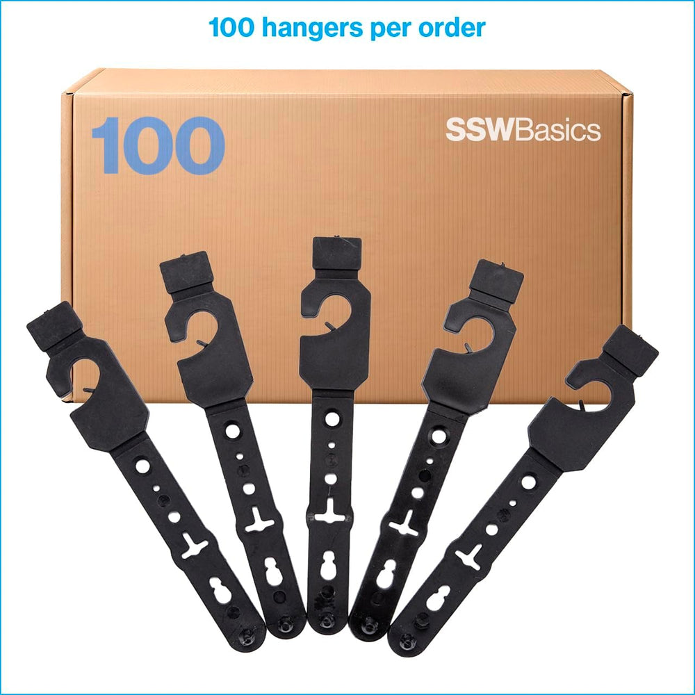 SSWBasics Black Plastic Belt Hangers - Pack of 100