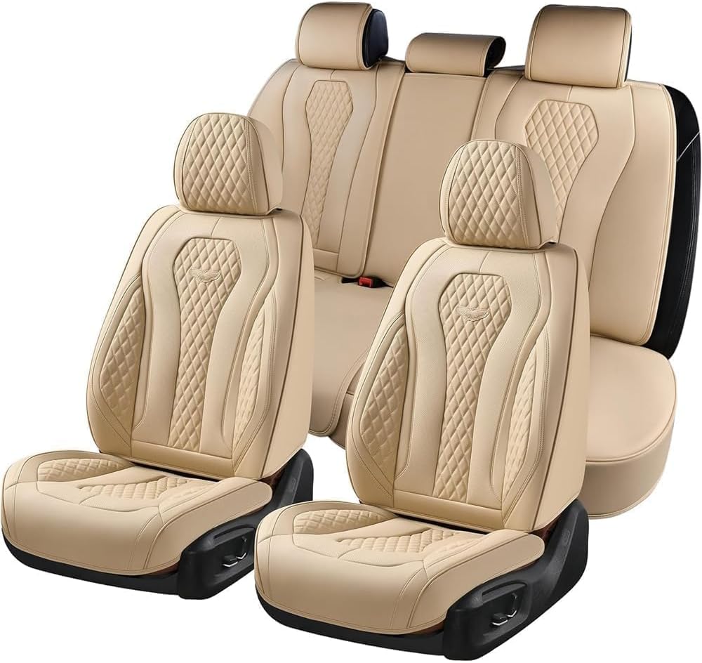 Coverado Automotive Seat Covers, Car Seat Covers Full Set, Beige Car Seat Cov...