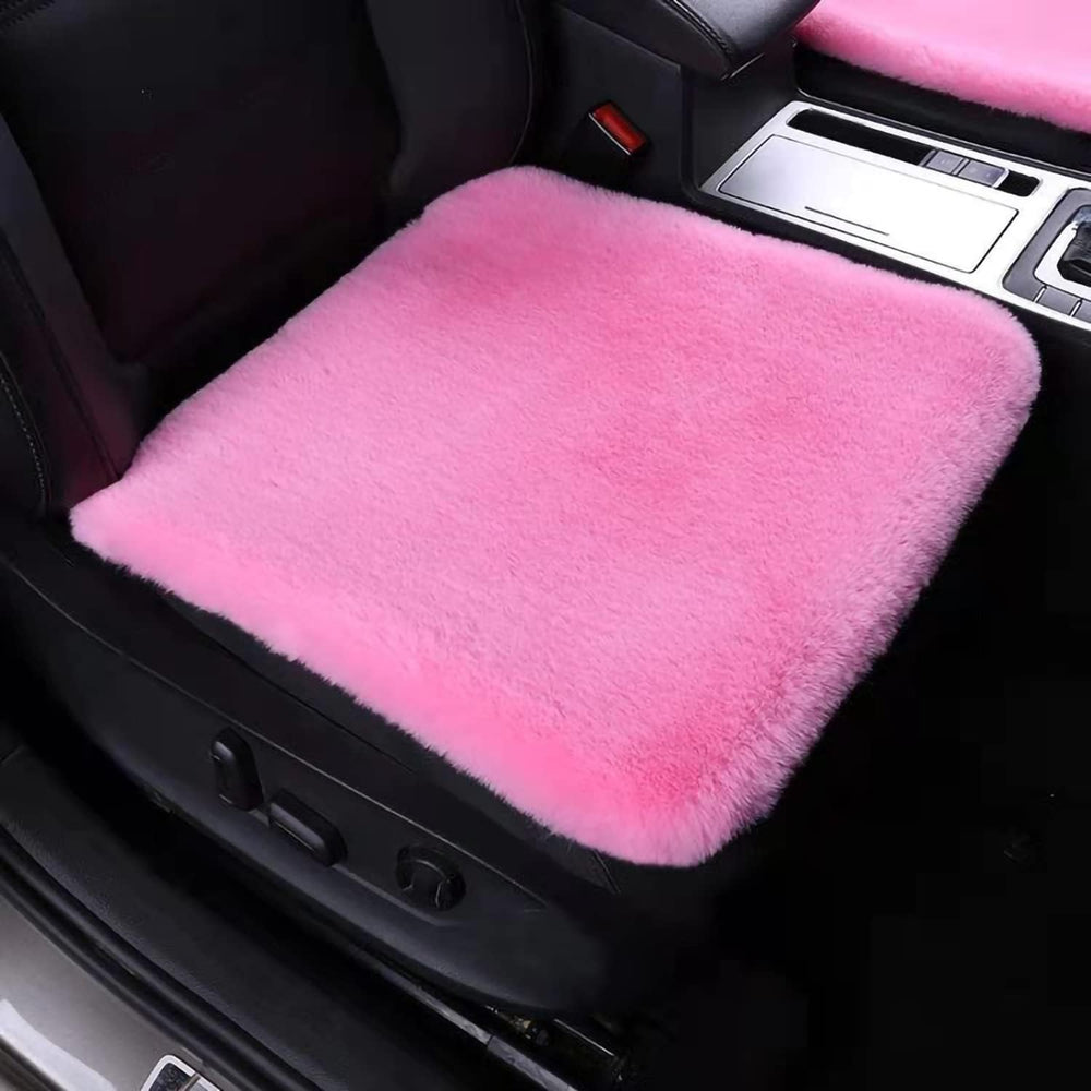 3Pcs Car Seat Covers Fluffy Wool Car Interior Front & Back Seat Cover,Pink