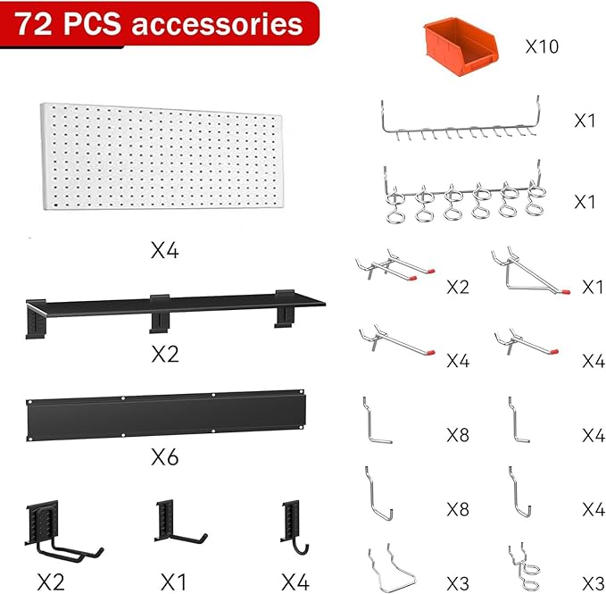 Ultrawall Pegboard Wall Organizer, 48X 36 inch Garage Storage Pegboard