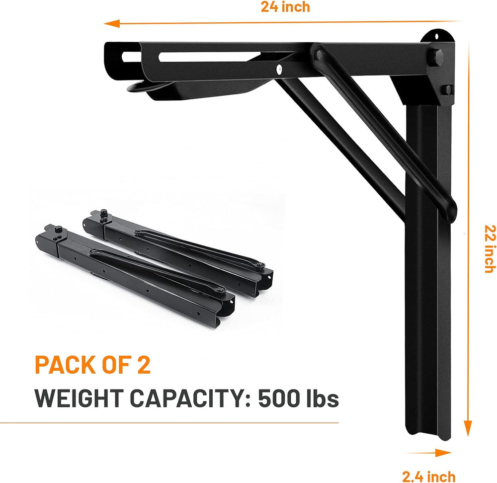 Wallmaster 24" Folding Shelf Brackets Wall Mount Collapsible Shelf Bracket