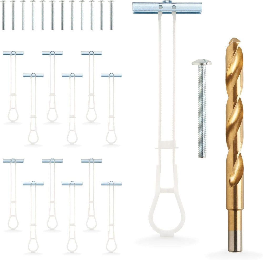 1/4”-20 Quick Easy Heavy Duty Toggle Anchors with Bolts - Hollow Wall Anchors...