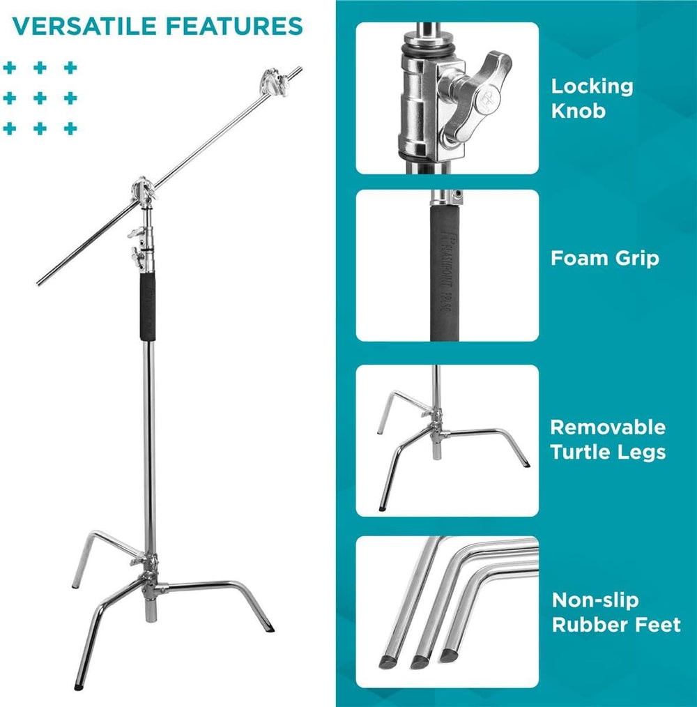 Flashpoint 10' C Stand w/Turtle Base, 40" Grip Arm & 2x 3" ...
