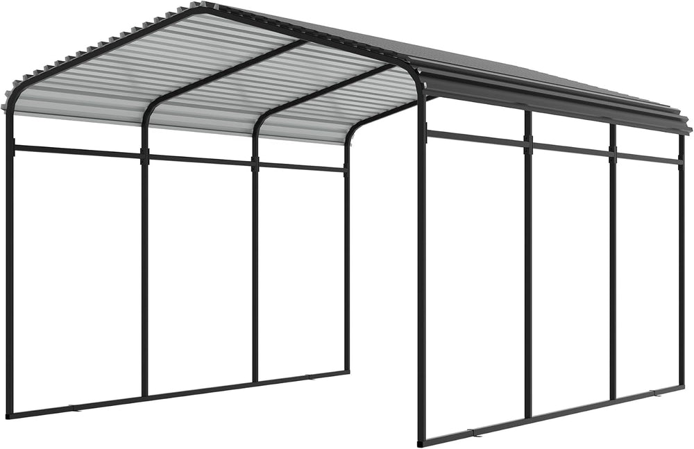 10x15 FT Heavy Duty Metal Carport Kits with Galvanized Steel Roof, Outdoor Ca...