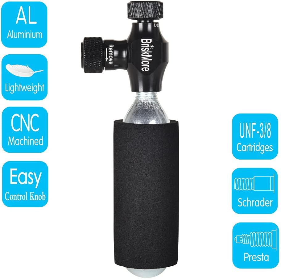 CO2 Inflator Kits with 9X16g or 5 X 16g CO2 Cartridges, Presta and Schrader V...