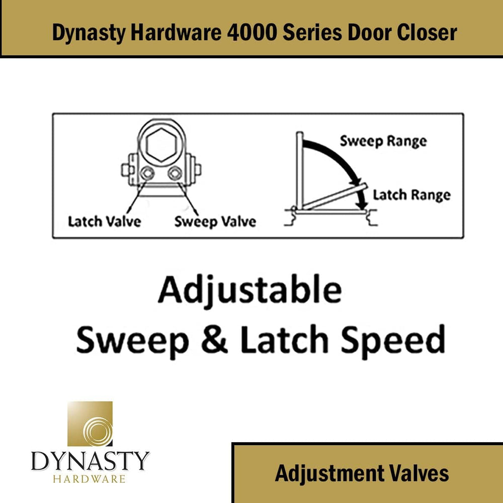 Dynasty 4000 Series Door Closer, Sprayed Aluminum, Spring 4