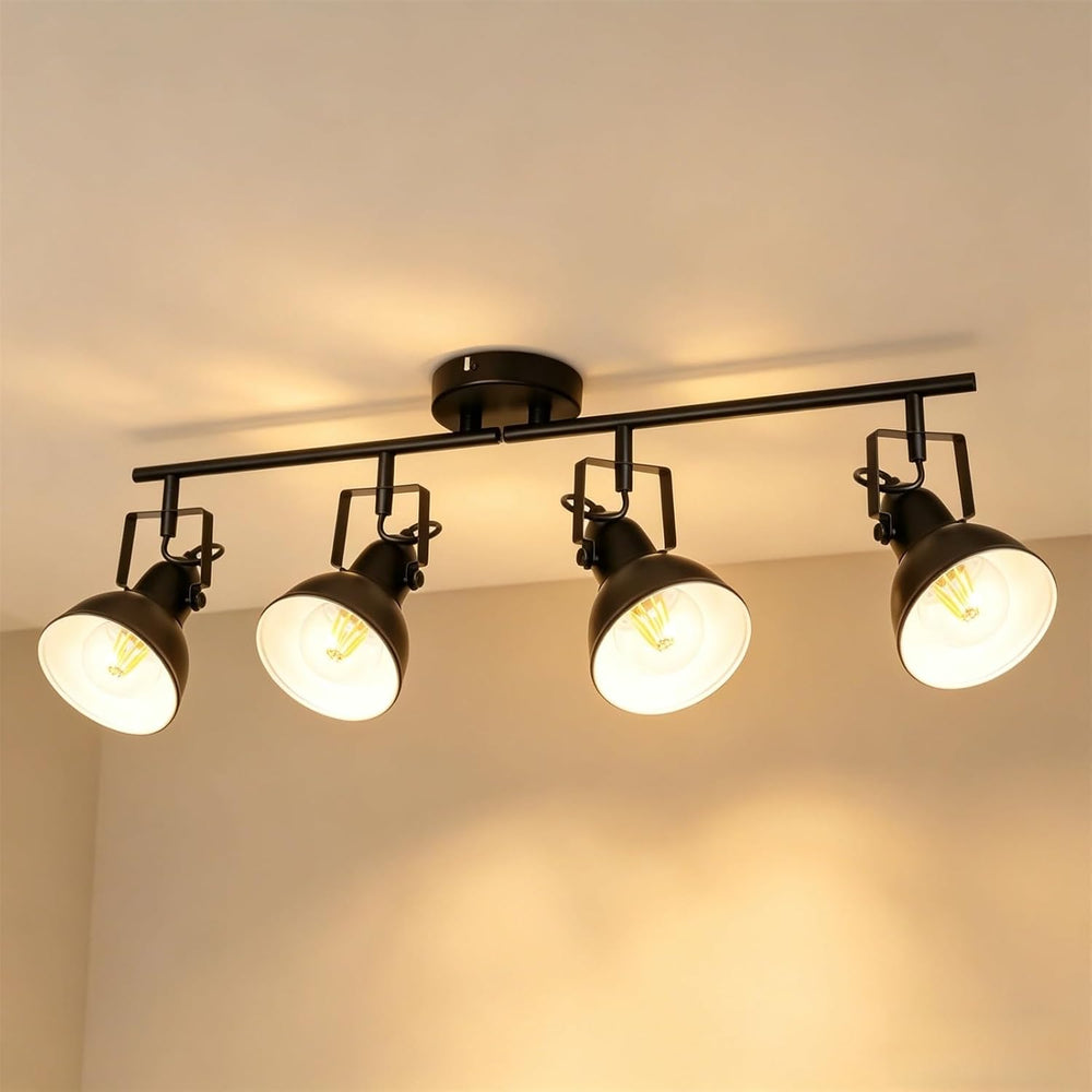 HiBay Track Lighting Fixtures Ceiling Black, Adjustable 4-Light Spotlight