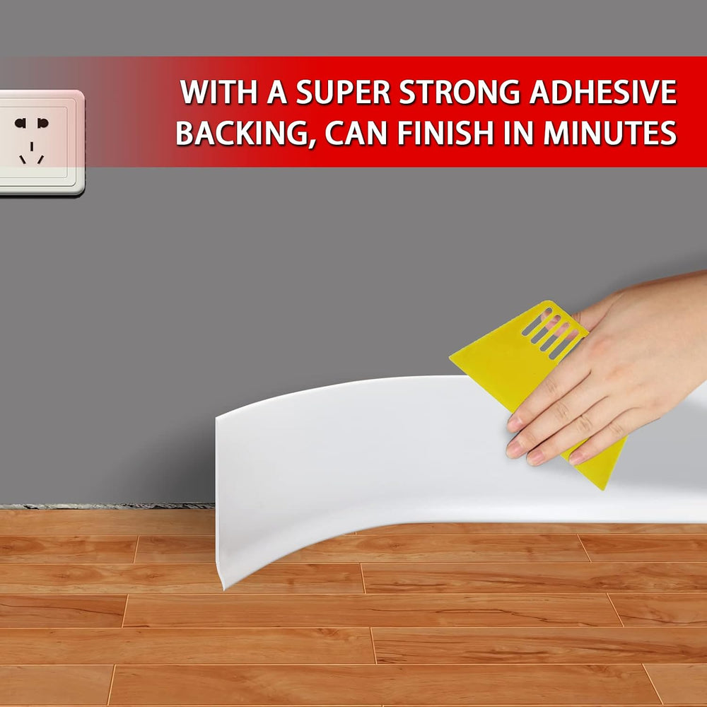 FONUNO Vinyl Wall Base Rubber Baseboard Molding Trim Self Adhesive 6" Wide