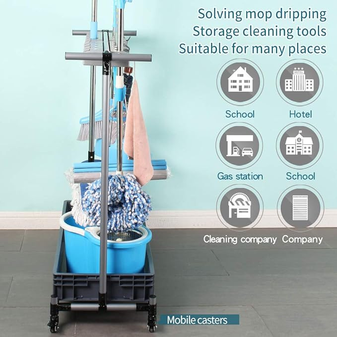 broom and mop holder put wet mops movable Commercial mop rack cleaning tool