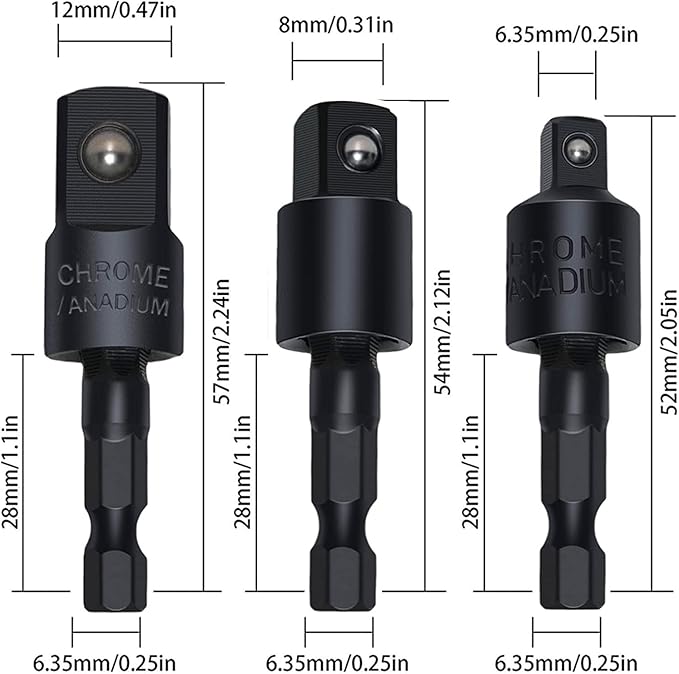 17Pcs Flexible Drill Bit Extension, Include 3Pcs Rotatable Socket Adapter 2Pcs