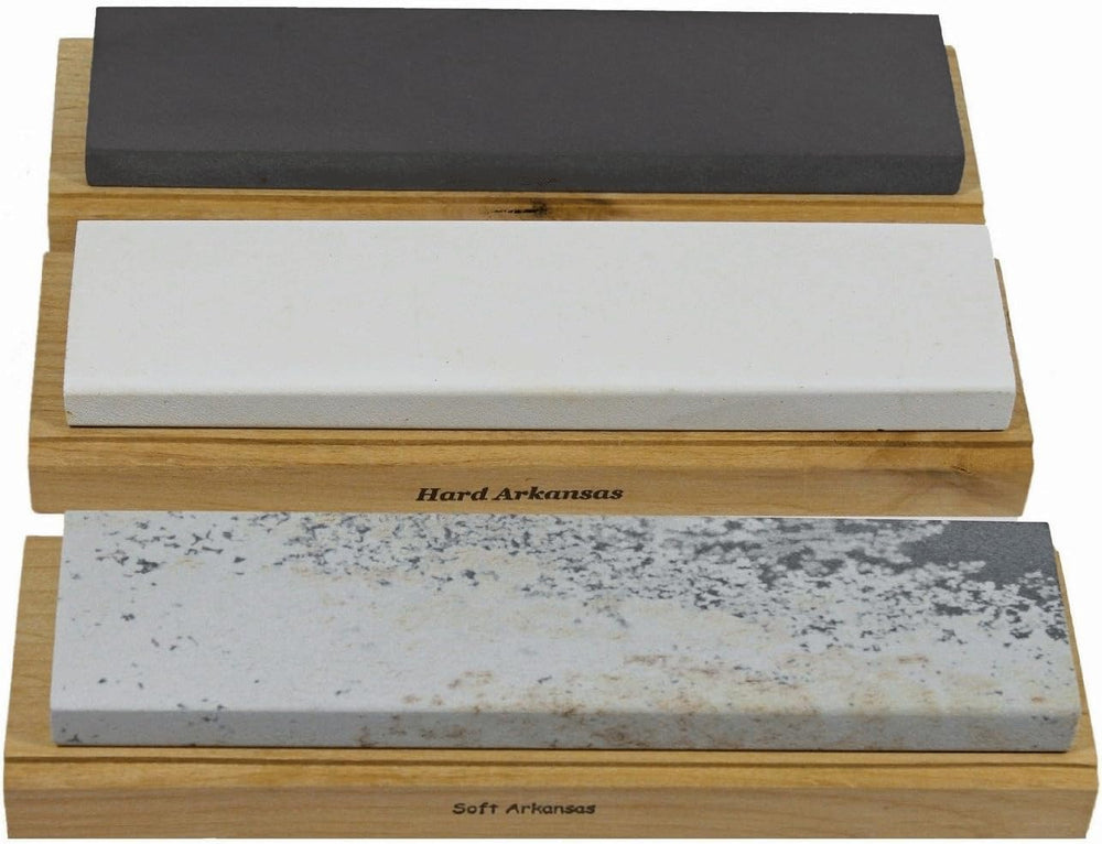 Arkansas Sharpening Stone Set - Wood Mounted 10"