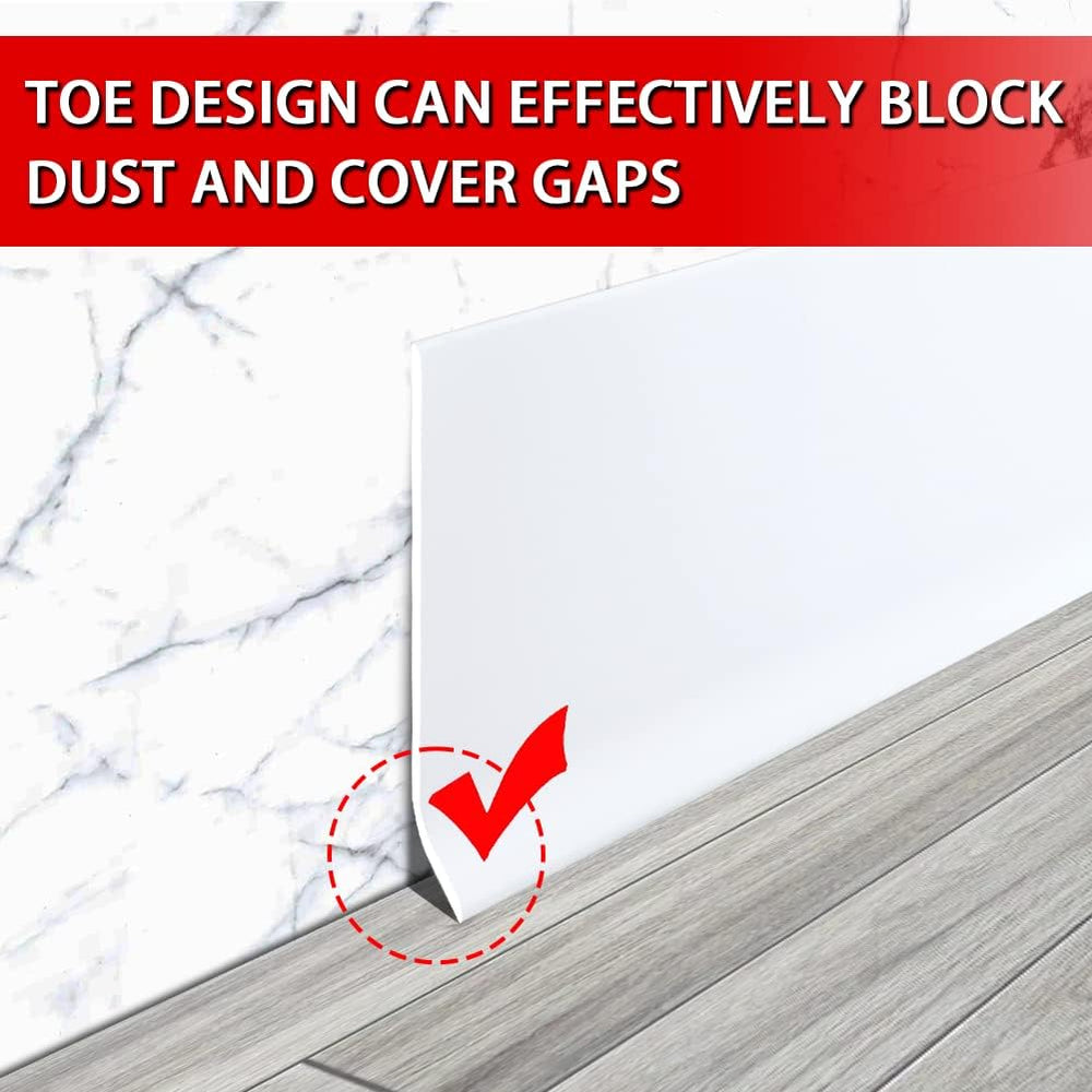 FONUNO Vinyl Wall Base Rubber Baseboard Molding Trim Self Adhesive 6" Wide