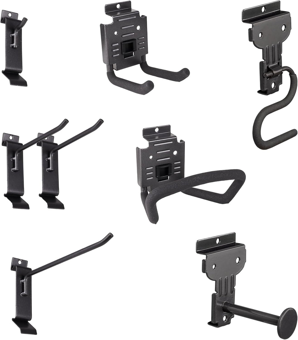Slatwall Hooks, Black, 8 Pack Heavy Duty Garage Slatwall Hooks Accessories fo...