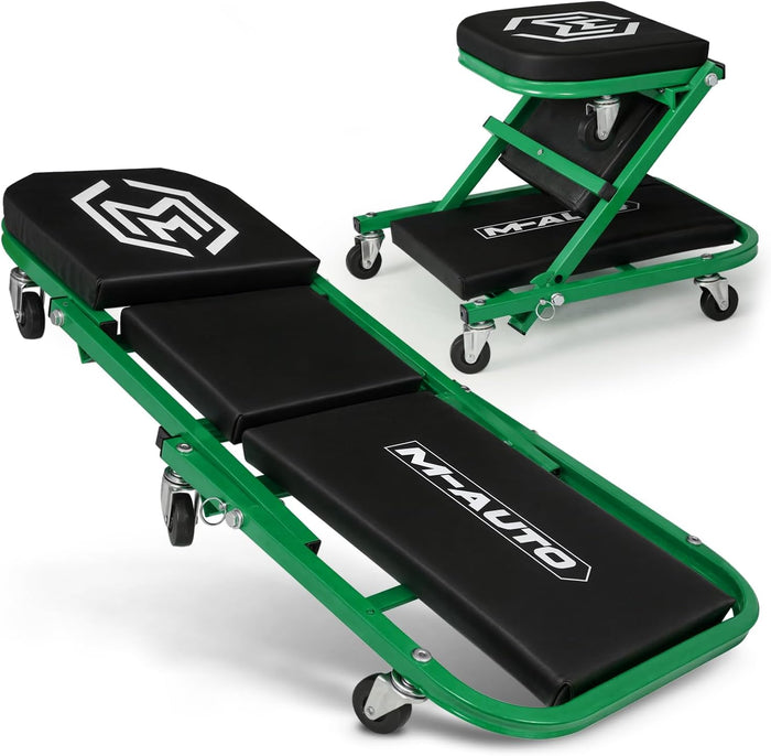 M-AUTO Foldable Z Creeper 2-in-1 Rolling Folding Car Creeper & Seat, 330LBS