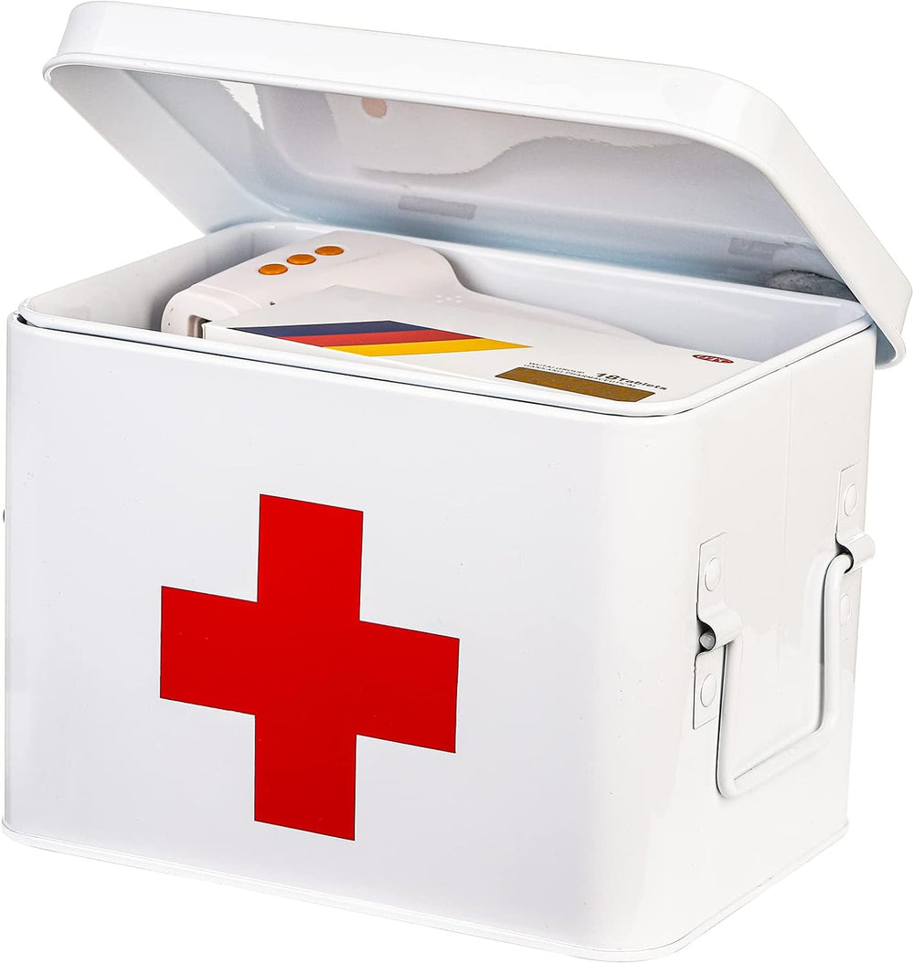 WUWEOT Metal First aid Box, Divided Medicine Tin First Aid Kit, Vintage Antiq...