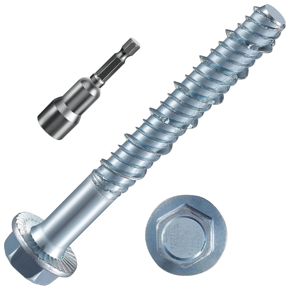 Wensilon 1/2" x 6" Zinc Plated Large Diameter Concrete Screw Actual...