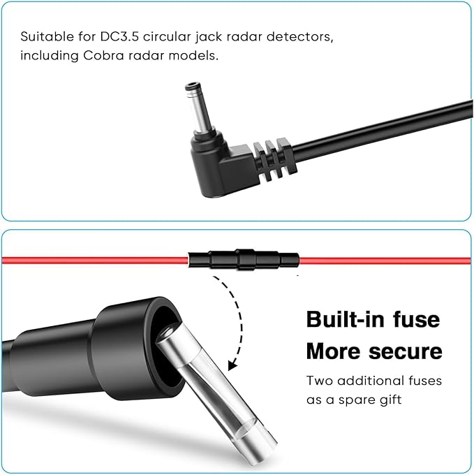 Radar Detector Rearview Mirror Rod Mounting Bracket and Radar Direct Power Cord