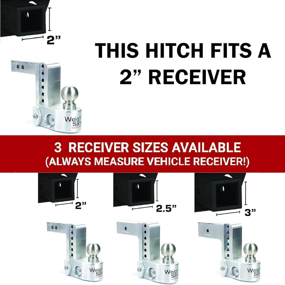 Weigh Safe Aluminum Adjustable Trailer Hitch - Towing Hitch with Built-In Ton...