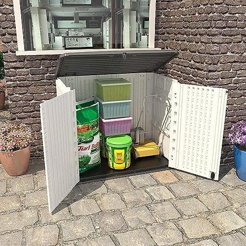KINYING Outdoor Storage Shed - Horizontal Storage Box Waterproof for Garden, ...