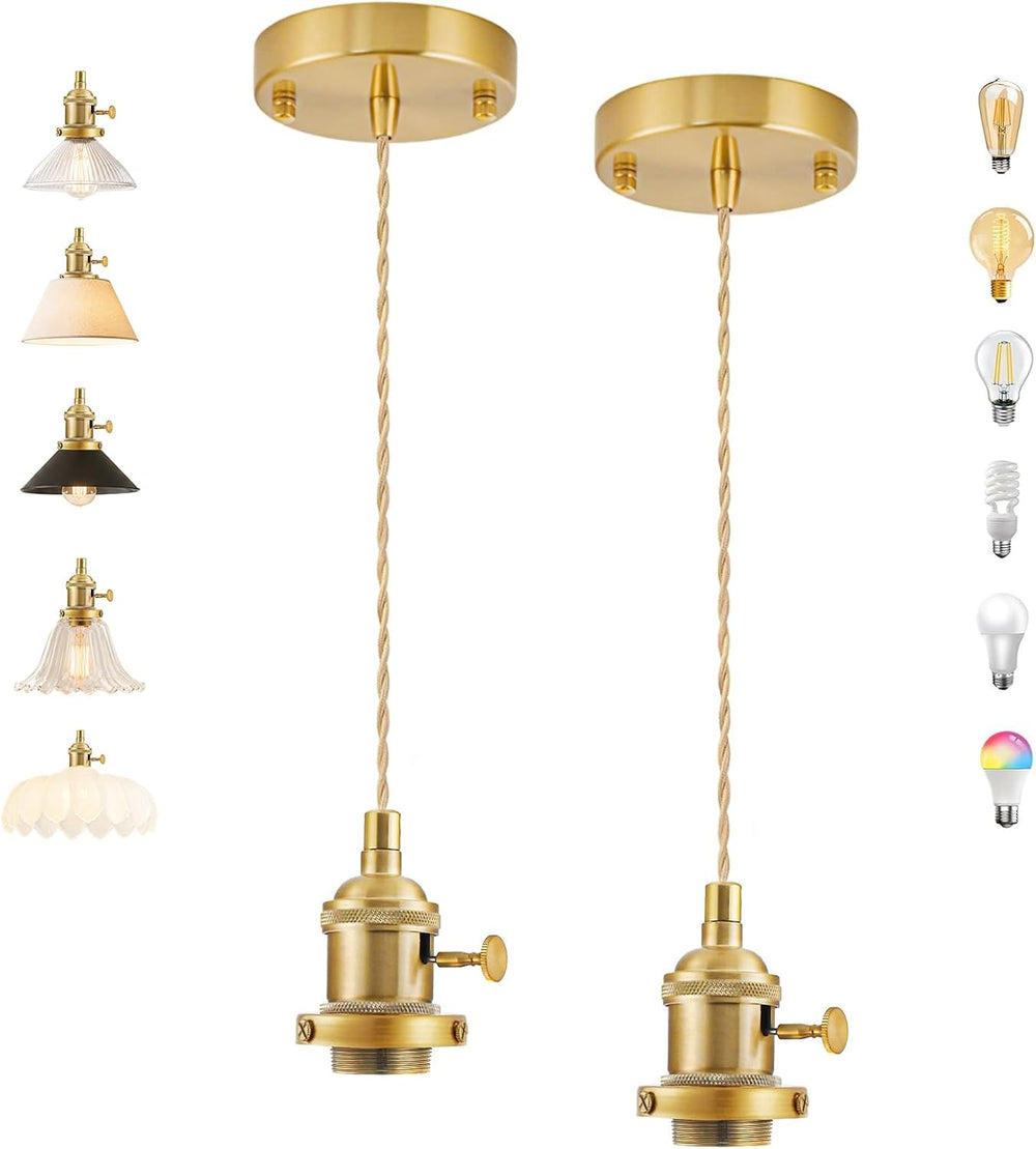 Pendant Light Kit 2 Packs,E26 Hanging Pendant Lamp Base, Braided Twisted Cord...