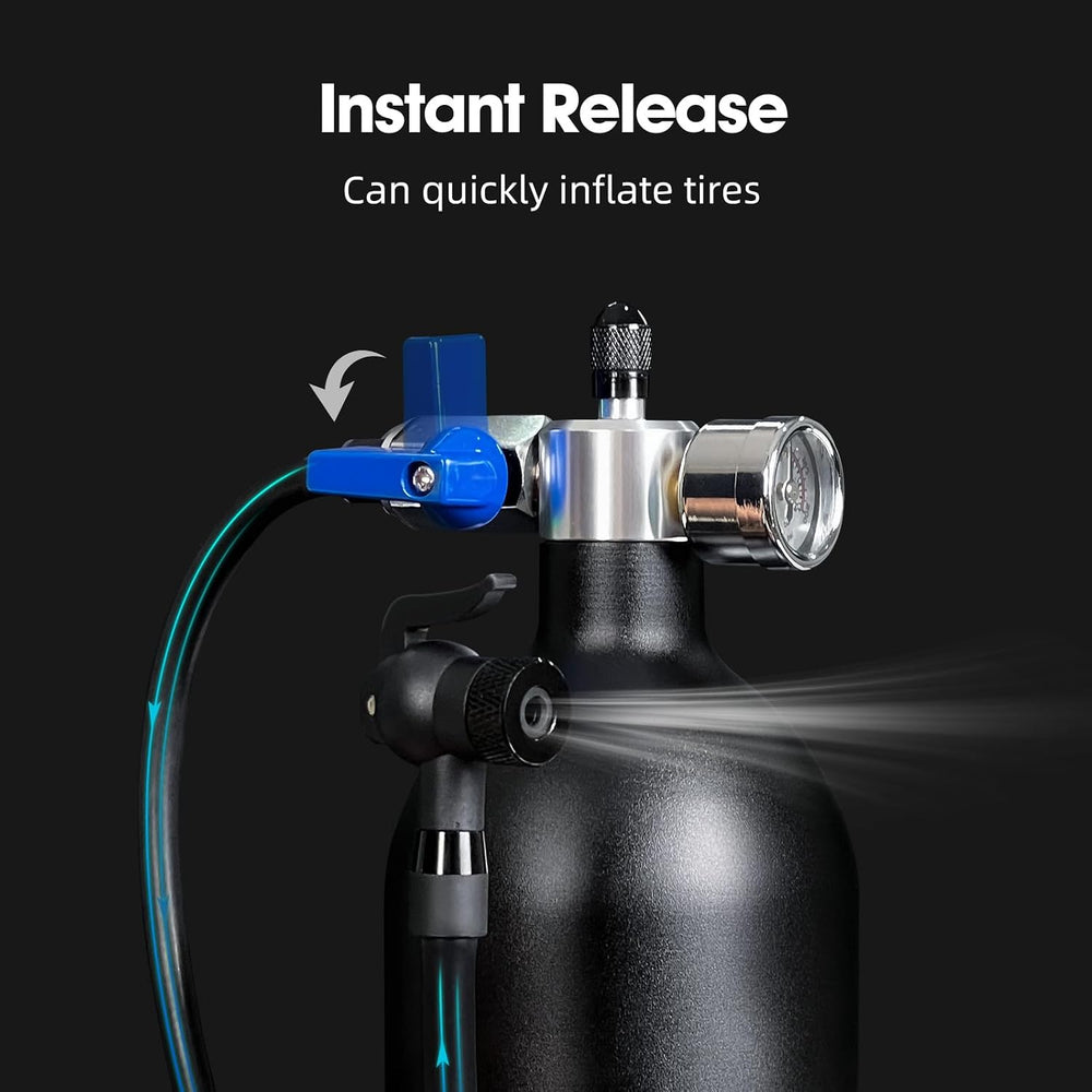 Tubeless Tire Inflator 1.3L with Pressure Gauge - Aluminum Alloy Tubeless Bik...