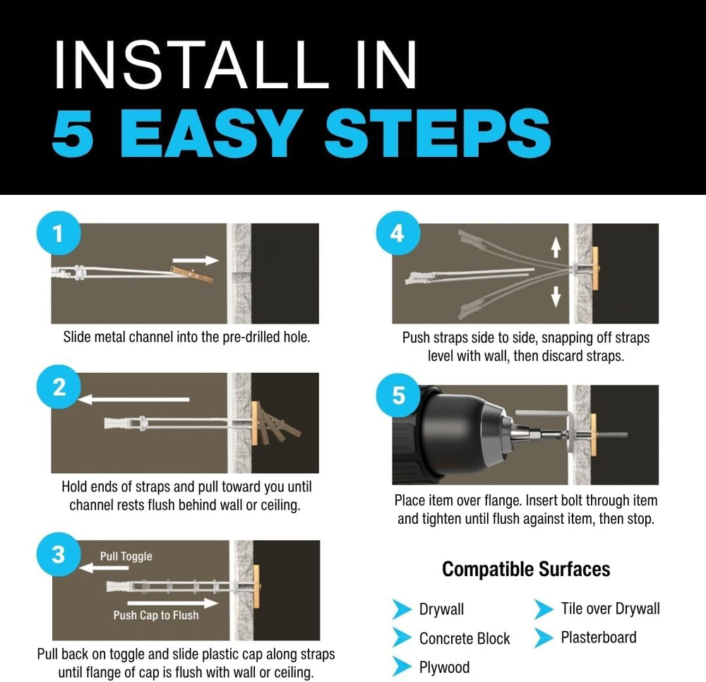 TOGGLER SNAPTOGGLE Toggle Anchor 3/16-24 UNC, 50 Pack, Bolts not Included