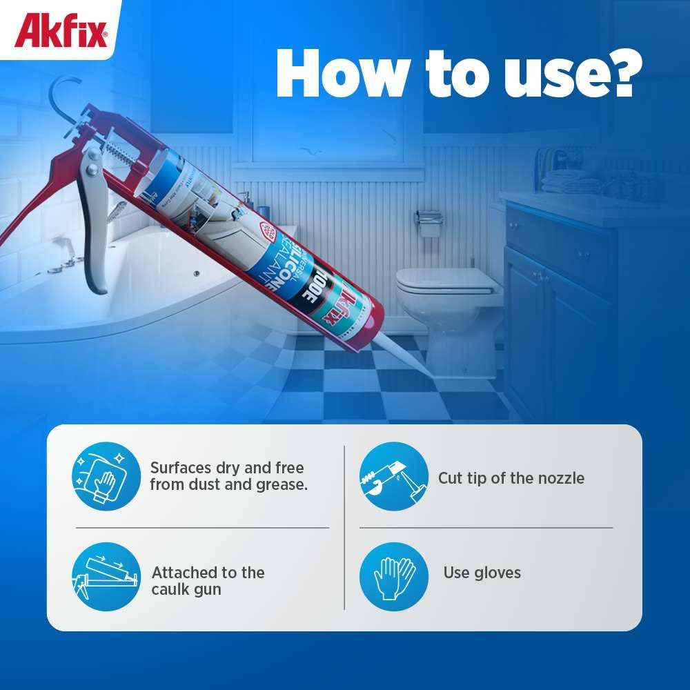 Akfix 100E RTV Gray Silicone Caulk (12x10.1 fl.oz.) - 100% Waterproof Silicon...