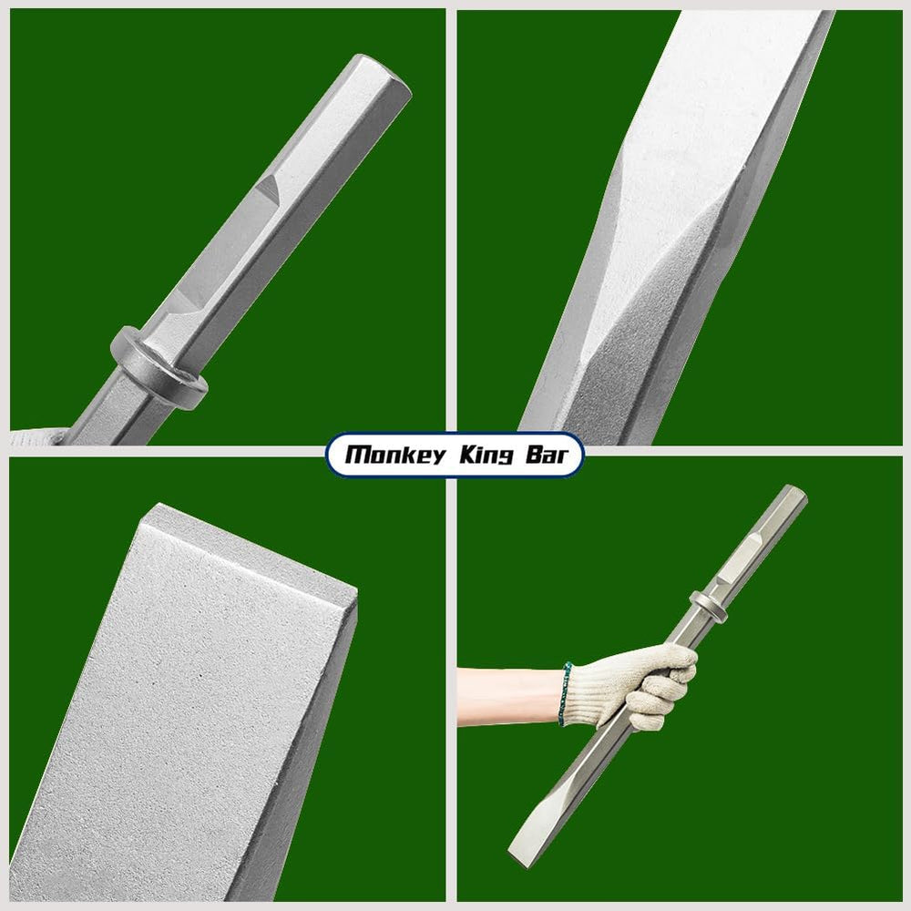 MonkeyKingBar 22" Hex Chisel Bit, Fits Round Hex & Spline Hammers