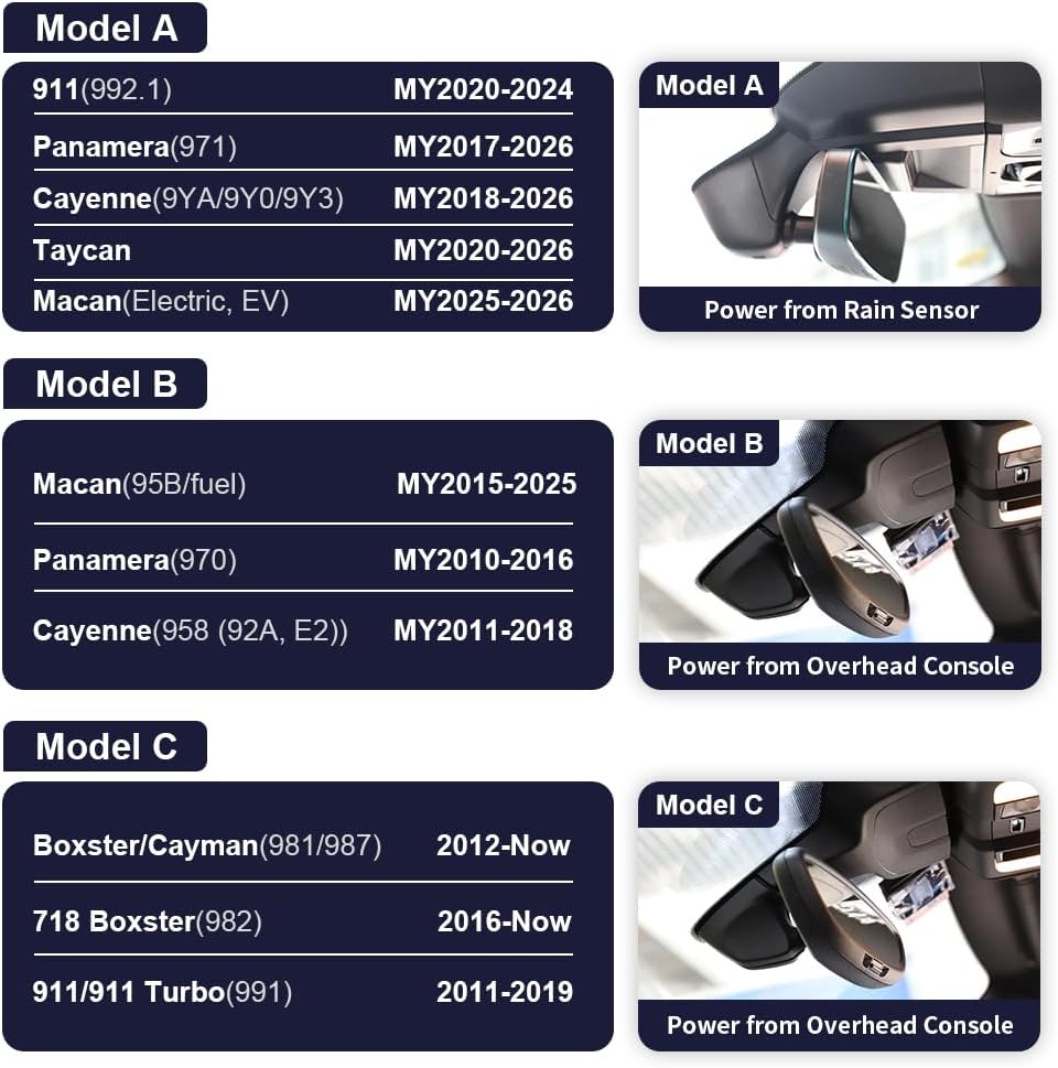 Fitcamx 4K Dash Cam Suitable for Porsche 911 992 Cayenne 9YA 9Y0 9Y3 Panamera...