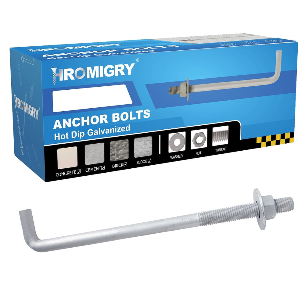 1/2" x 14" Concrete Anchor Bolts (10 Pack) L Shaped, Hot-Dip Galvan...