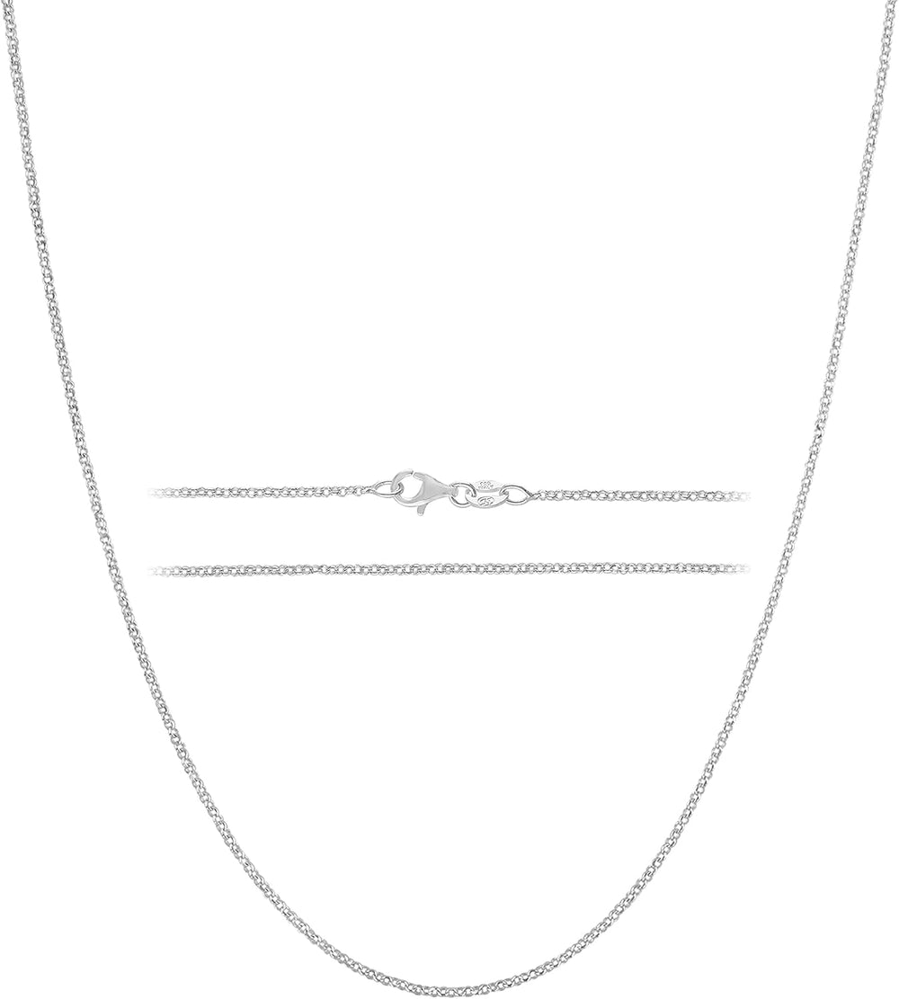 KISPER 925 Sterling Silver Cable Chain Necklace for Women 1.6mm Diamond Cut
