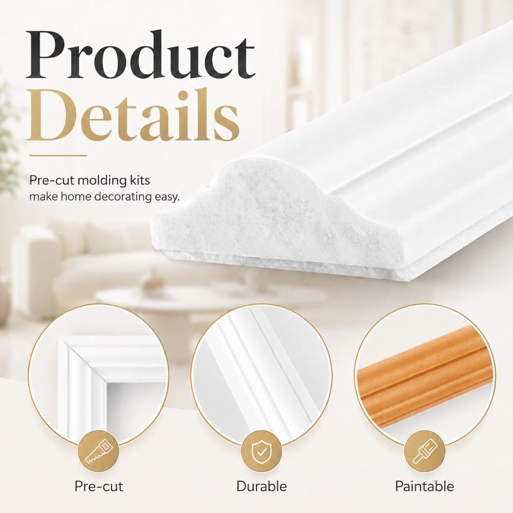 Accent Peel and Stick Wall Molding Kit Frame Pre Cut Moulding Panels