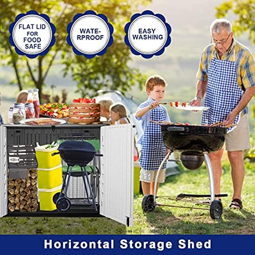 KINYING Outdoor Storage Shed - Horizontal Storage Box Waterproof for Garden, ...
