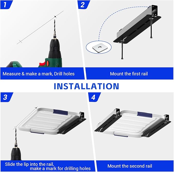 3 Pack Overhead Storage Bin Rack, Ceiling Racks