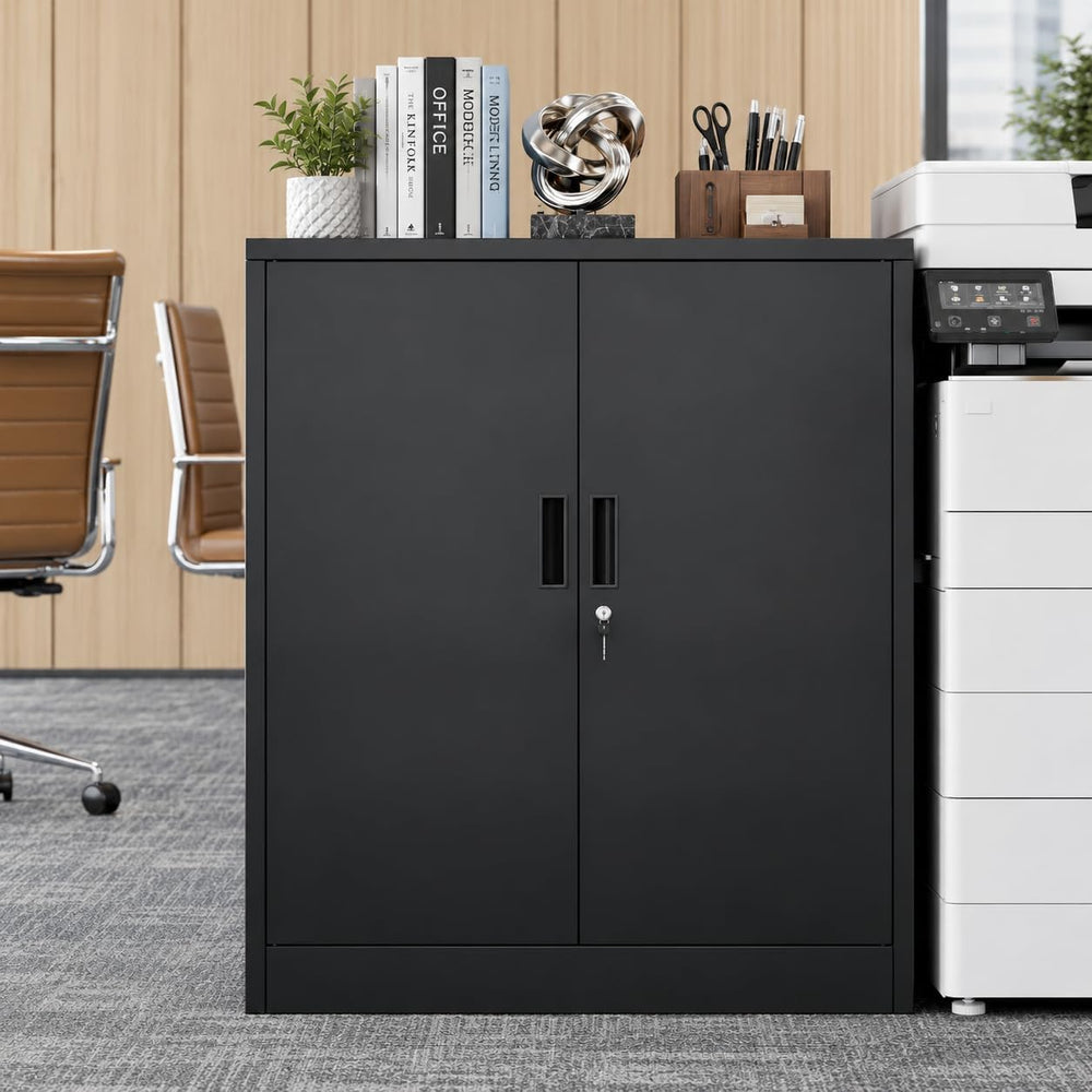 Metal Garage Storage Cabinet, 31"H Locking Cabinet with Adjustable Feet