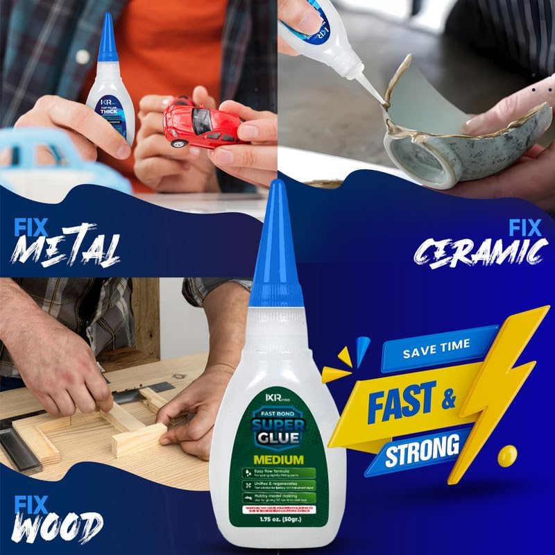 Medium Glue, Super Glue, Adhesive, 6 Pcs 1.75oz Repair kit