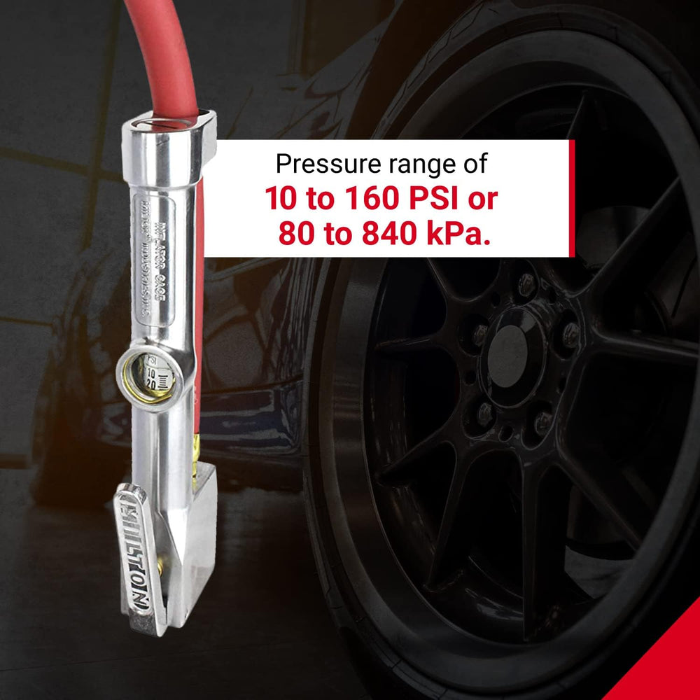 Milton 518 Analog Tire Inflator with Pressure Gauge, 5' Hose Easy Straigh...
